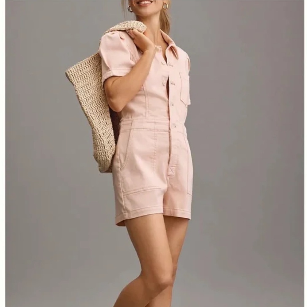 ✅Anthropologie Pilcro and Letterpress THE KIT UTILITY ROMPER in Pink/Rose